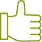Pouce levé vert : Symbole d'approbation et de réussite. Icône de pouce levé vert olive sur fond noir, symbolisant l'approbation, l'accord ou un J'aime.